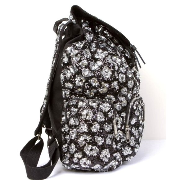RARE! Limited Ed Victoria's Secret Pink Sequins Black Silver Cheetah BackPack - Picture 3 of 6